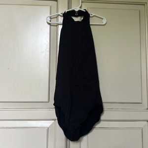 Natalie Couture Black Halter Leotard